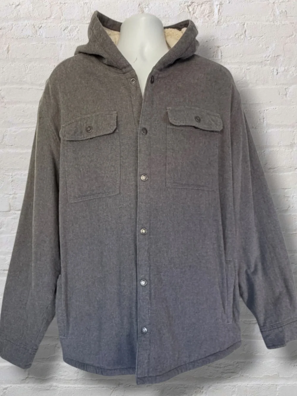 The North Face Hooded Campshire Shirt Jacket XXL Gray Sherpa Lined Shacket